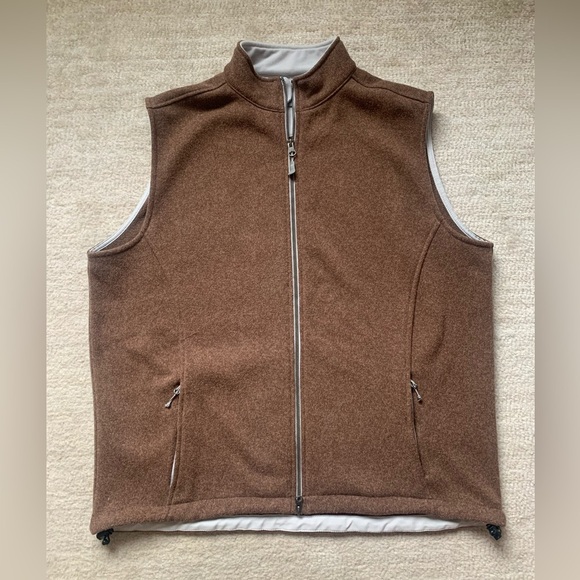 Peter Millar Other - PETER MILLAR Mens Vest XL Brown WARMTH ELEMENT Fleece Golf Sport Preppy Full Zip